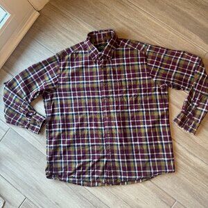 Eddie Bauer 100% Cotton Checkered Plaid Button-Down Shirt – Men’s XL